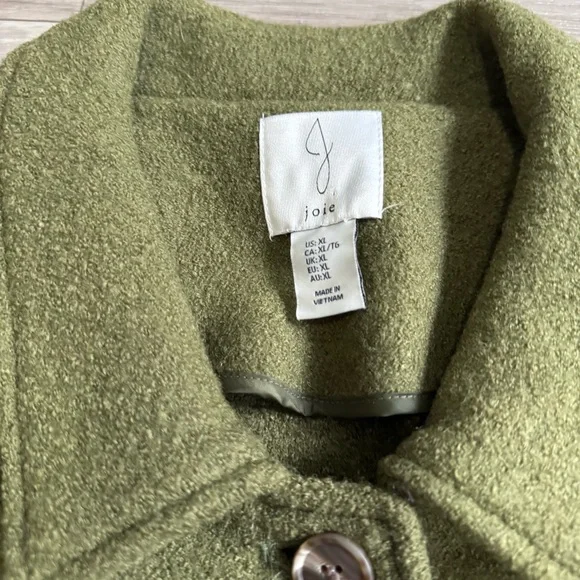 Joie Olive Green Wool Blend Boiled Wool Shacket Jacket Size XL - Picture 6 of 7